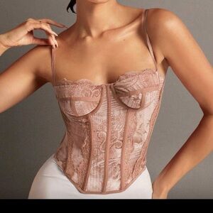 Lace Bustier Corset Top - Blush